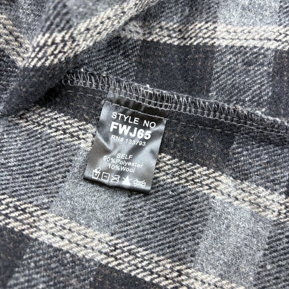 POL Plaid Hobo Duster W/ Raw Hems Heavy Flannel Feel SZ Large Boho Casual - Picture 13 of 14